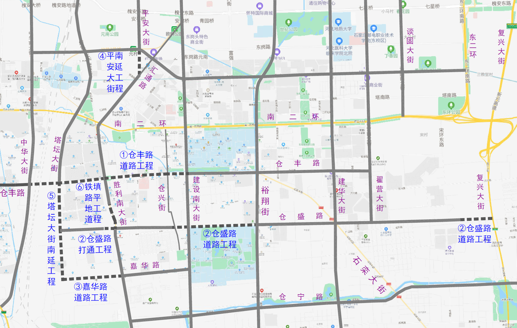 bsports必一体育《市区南部区域路网完善工程方案》公示(图1)